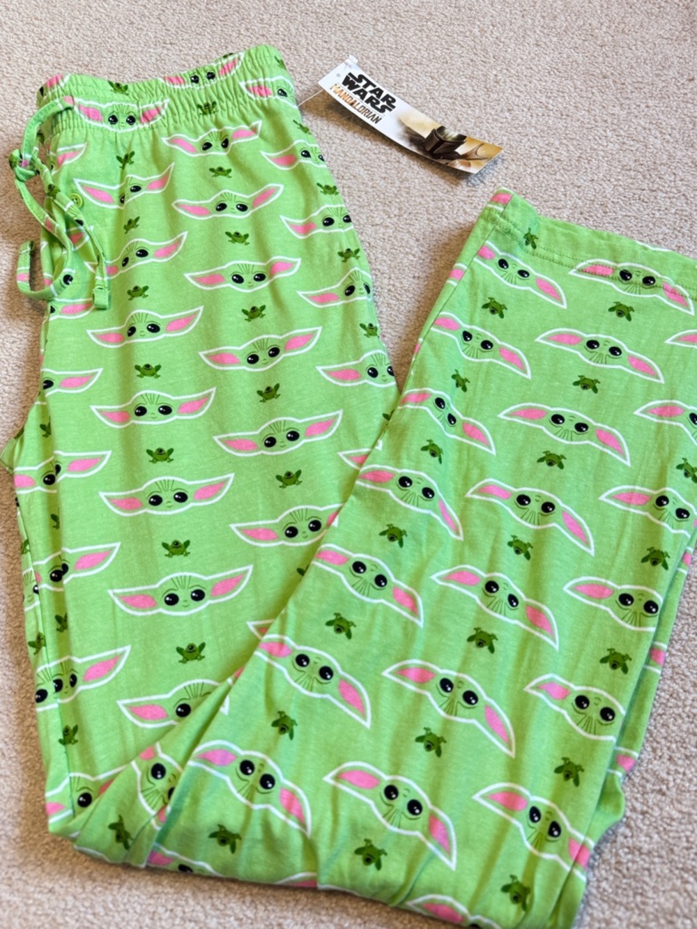 🆕 Star Wars Grogu Baby Yoda Mandalorian Unisex Lounge Pajama Pants - sz Sm *flaw